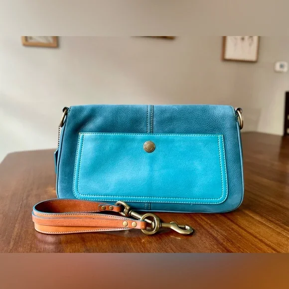 バッグ Vintage Coach Nubuck Turn Lock Bag Blue Coach | Bags | Vintage Coach Chelsea Teal Nubac Nubuck Flap